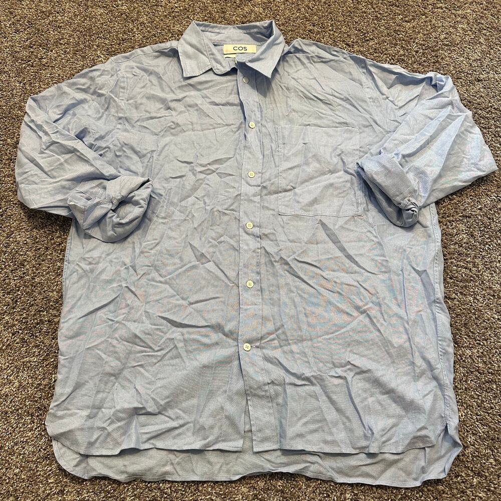 COS Women's Relaxed Lyocell Shirt Size M/L In Blue